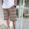 Summer Men Knit Mesh Striped Shorts Classic Khaki Black White Homme Crossfit Board Causla Luxury Sweat Pants Drawstring 220602