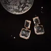Lampadario pendente squisito quadrato trasparente orecchini pendenti in cristallo artificiale 2022 tendenza moda donna gioielli orecchino di alta qualitàD