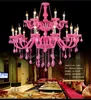 Hangende lampen Europees roze kristal kroonluchter ktv love el kinderen slaapkamer prinses kamer romantische kroonluchterpendant