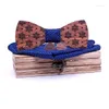 Bow Ties sitonjwly mâle à cravate en bois mouchoir de bouffées de manchette ensemble pour les costumes masculins en bois Bowtie Neck Wedding Gifts Bow Emel22