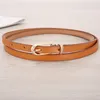 Belts Women PU Leather Belt Solid Color Thin Skinny Waistband Metal Buckle Adjustable For Lady Dress StrapBelts