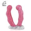 Nnsx liten dubbelhuvud dildo med sugkopp sexig leksak för kvinna lesbisk gay vagina masturbatory silikon 18 vuxen sexig butik
