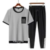 Plus 8xl 7xl Men Short 2pc Top Set zomer Sports Set Mens Oneck Collar Fashion 2 stuks T -shirt shorts Tracksuit T200512