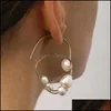 Orecchini pendenti con lampadario Gioielli New Irregar Perline geometriche con perle Orecchino a clip con osso dell'orecchio Per le donne Nessun piercing Festa di nozze in metallo dorato