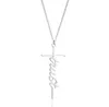 Trust Cross Religion Pendant Necklace Girls Women Letter Chokers Statement Card Jewelry Gift Silver Gold