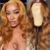 Honey Blonde Colored Body Wave U Part Human Hair Wigs Middle/Side Open For Women Ginger Color Full Machine U Shape 250% 30inch