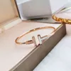 Tiktok – bracelet double T en diamant blanc pour femme, style coréen, tuyau élastique, tempérament assorti et sans décoloration