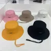Роскошная бренда ковша шляпы Солнца Кэпки вышивая шляпа с внутренним брендом лейбл Panama Bob Basin Cap Outdoor Fisherman Hat 210817