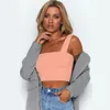 Schouder kort vest dames t-shirt zomerbasis solide kleur sport sexy slanke vierkante kraag crop tops zwart rode strandtanks