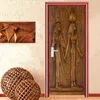 European Style Retro Door Sticker 3D Egyptian Sculpture Wallpaper Living Room Kitchen PVC Waterproof Home Decal Vinyl Mural 220426