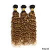 Vattenvågbuntar 1b/4/30 brasilianska ombrebrunt mänskliga hårförlängningar remy honung blond hår väver 3/4 st