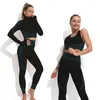 2Women's Racksuit Yoga مجموعة تمرين للنساء الرياضي للملابس الصالة الرياضية اللياقة البدنية طويلة الأكمام محصول أعلى طماق الخصر البلاط الرياضي بدلات 220513