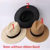 Szerokie brzegowe czapki czarne wstążki Panama Summer Women Sun Hat for Men Jazz Top Staw Beach Party Wedding Hatwide