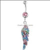 D05511 3 Colors Clear Body Jewelry Nice Style Navel Belly Ring 10 Pcs Mix Stone Drop Factory Price Delivery 2021 Bell Button Rings 1J8Pz