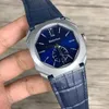 Orologi da uomo Quadrante ottagonale grigio casual Cassa in titanio Movimento al quarzo Cinturino in pelle 41mm Orologi da polso montre de luxe