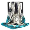 Foulards 90 * 90cm Mode Mouchoir Cou Écharpe Femmes Petit Châle Soie Satin Cheveux Femme Carré Bandeau Bandana Tête Silencieux Plage Wrap