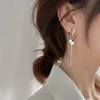 dangleシャンデリアスターリングシルバーイヤリング女性のためのエレガントな長いタスビンテージラウンドディスクEardrop Korean Fashion Jewelrydangle