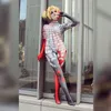 Erwachsene Frauen Kinder Rot Jester Mädchen Harley Quinn Cosplay Jumpsuit Halloween Anime Moive Superheld Kostüm Zentai Jumpsuit Bodysuit Party Overalls