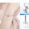 Abalorio colgante de plata de ley 925, cuentas colgantes de perlas blancas CZ transparentes, abalorios aptos para pulsera Pandora, accesorios de joyería DIY