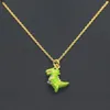 Chains Women's Trendy Necklace Fashion Diamond Green Small Dinosaur Clavicle Chain Korean Version Cute NecklaceChains