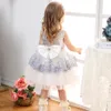 Adorable Robe de bal Robe pour les filles de tout-petits Robes de concours de dentelle appliquée à manches longues robes de fille de fleur Crystals Tulle First Holy Communion robes 403