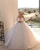 Princess Ball Gown Wedding Dress Deep Heavy Lace Appliques Bridal Gowns Custom Hand Made Long Sleeve Bride Dresses