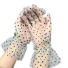 Five dita guanti donne donne corta in gigre in pizzo arruffata a pois vintage dot elegante a crema solare Tea party da tè a dito pieno di mittens A14 21