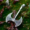 Naszyjniki wisiorek vintage dwustronny topór wikingowy dla mężczyzn stal nierdzewna Nordic Celtic Węzeł Naszyjnik Unikalny amulet biżuterię Wholepealepe