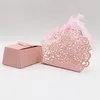 Favor Holders Rose Flower Laser Cut Hollow Candy Boxes Carriage Presentväskor Favor Box med Ribbon Wedding Party Supplies