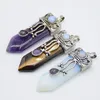 Colares pendentes de ametistas naturais quartzo rosa colar de espada de pedra pingentes labradorito lapis lazuli preto onyx flecha redonda judeu de opala