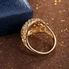 Wedding Rings Statement Carving Gold Finger For Women Full Shiny Cubic Zirconia Engagement Female Fashion JewelryWedding