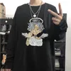 男性長袖Tシャツ漫画プリントシックなストリートウェアTシャツティーンハラジュクプラスティーカップルメンズレトロ220813