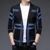 En kaliteli tasarımcı lüks marka gündelik moda ekose ince fit erkek örgü blazer süit ceket zarif erkek giyim 220514