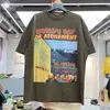 Co-branded Earth Printed Washing Water Aging Loose Short-sleeved T-shirt Man 220509