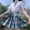 スカートプラスサイズミニレディースサマンプリーツスカートハイウエストかわいいピンクの格子縞の日本の学校制服orajuku jupe女性