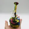 Silicone bong bouteille verre conduite d'eau narguilés impressions dab rigs mélanger la couleur