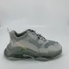 Triple S Clear Sole Casual Shoes Chunky Men Kvinnor Sneaker Gray Rainbow Turquoise Light Tan Beige Gray Fluo Höjd Öka Vintage Mens Chaussures