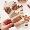 Children Hair Clips Milk Coffee Color Baby Hairpins Cute Sweet Cartoon Bear Flower Barrettes Bowknot Headwear Hair Accessories