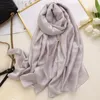 Women Silk Scarves Luxury Solid Foulard Hijab Shawls Wraps Lady Winter Long Bufanda thin 220516