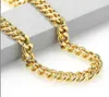 9mm platt ring 14k halsband Hip Hop Wind Tjock guldpläterad kedja