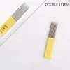 50pcs Mikroblading Igły Shading Double Row 151719 PINS Dostępne mikro ostrza do stałych akcesoriów makijażu Tatuaż 28623318560