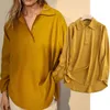 Damenblusen Shirts Maxdutti Indie Folk Elegant Herbst England Stil Mode Shirt Frauen Einfache Gelbe Blusas Mujer De Moda 2022 Bluse