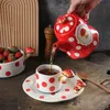 Kubki ręcznie malowany grzyb kubek podkładka ceramiczna kawa kubek kubek kubek krusze