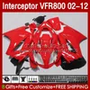 Carrosserie voor Honda Red Black Interceptor VFR 800 VFR800 RR CC 800RR 02-12 Body 129NO.53 800CC VFR800RR 02 2002 2003 2004 2005 2006 2007 VFR-800 08 09 10 11 12 VALUG