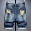 Ripped Nostalgic Slim Men's Shorts Summer Business Casual Short Denim Pants Fashion Stretch All-match Jeans Pantalones cortos