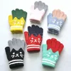 children's Knit finger Gloves Winter kids Warm Thick Fleece Lining Glove cute cat design match color for 6-11 years DE525