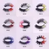 3D Color False Lashes 20mm Natural Long Colorful Eyelashes Dramatic Makeup Fake Lash Party Colored Lashes for Cosplay Halloween4842971