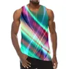 UNEY Color block débardeurs sans manches décontracté plage 3D gilet hommes/femme chemise garçon arc-en-ciel col rond 220331