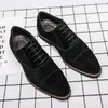 Mode britannique rétro Designer hommes pointus en daim à lacets chaussures de soirée de mariage appartements mocassins décontractés robe Sapatos Tenis Masculino