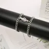 Punk Silver Color Chain Couple Bracelets for Women Men Stainless Steel Romantic Magnet Lovers Bracelet Fashion Jewelry Gift